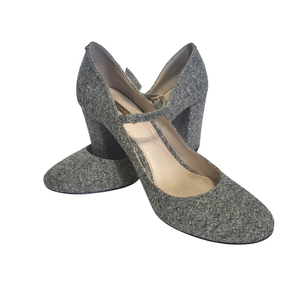 Louise Et Cie Womens Jayde Gray Brooks Tweed Mary Jane Strappy Block‎ Heels 10